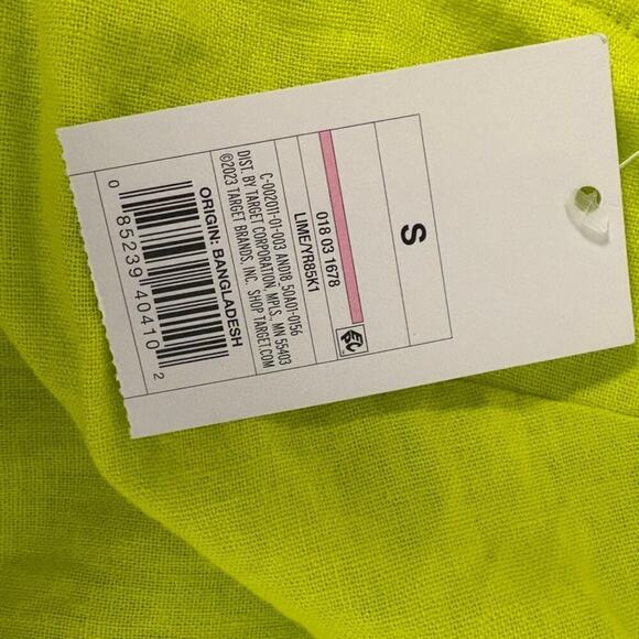 NWT a new day Neon Green Linen Halter A-Line Cover Up Dress Sz S - Picture 4 of 6